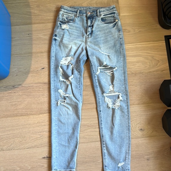 AE destroyed denim- long length - Picture 1 of 8